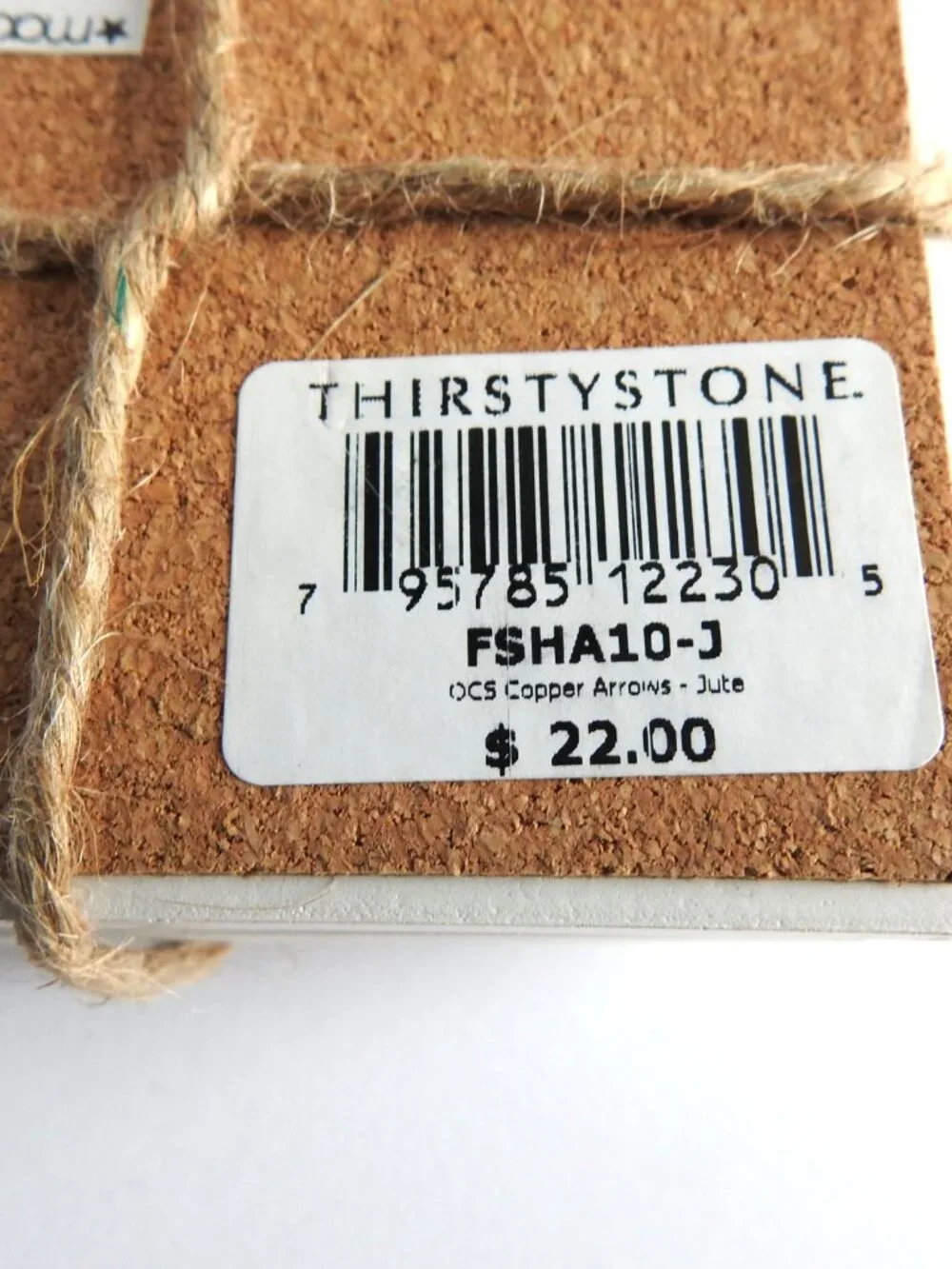 NWT Thirstystone Sandstone Coasters Set of 4 Arrow Print Cork Back